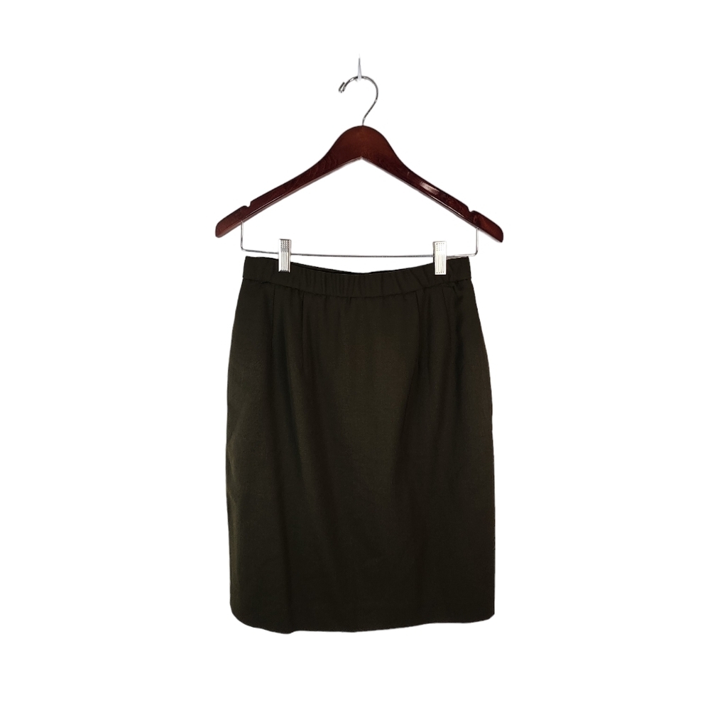 Vintage 100% Wool Pencil skirt dark green  women's size 6 Career Essentials